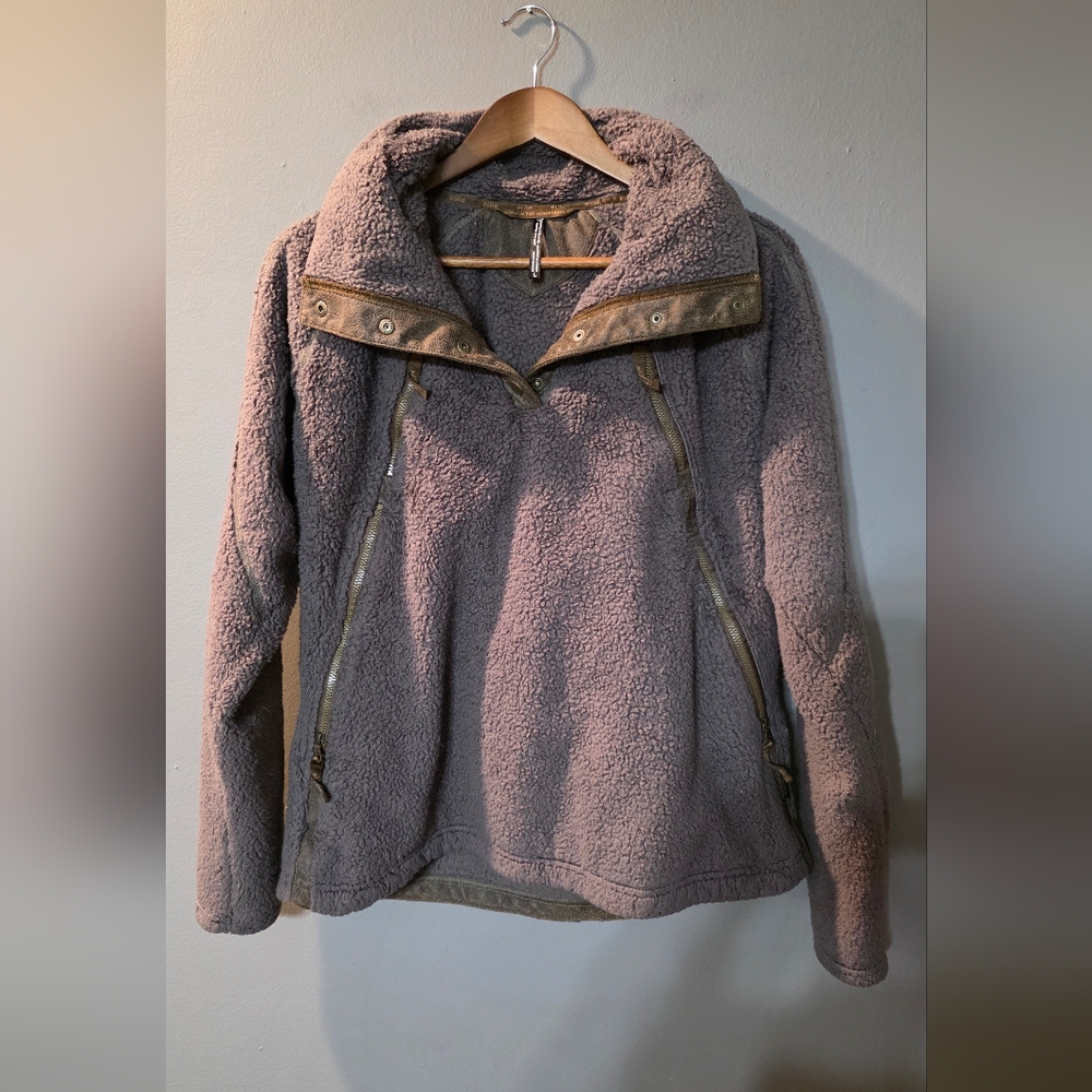Kuhl Flight Jacket Breen Fleece Zip Up‎ Hooded Camping Hiking Womens L
